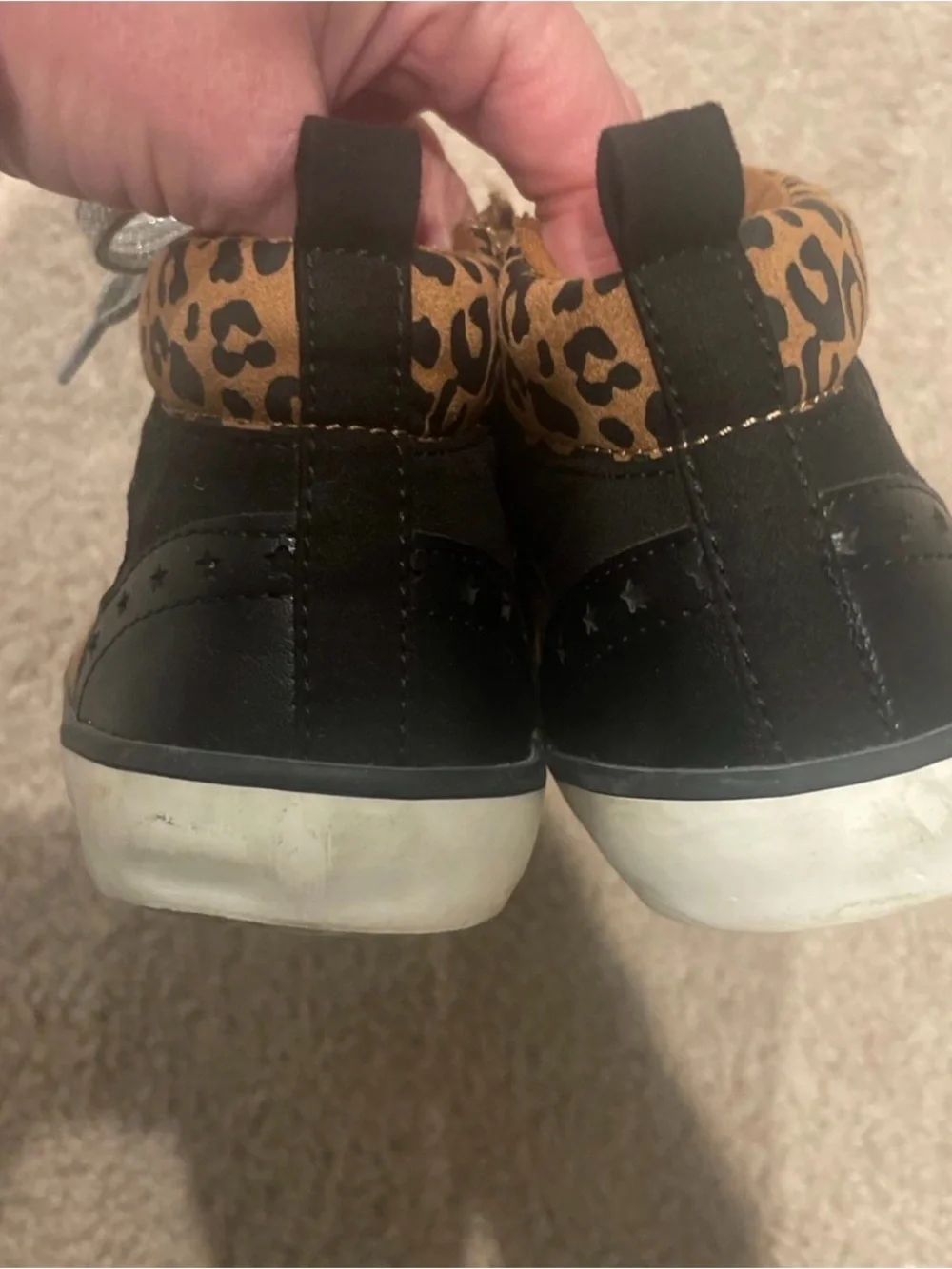 Gas Kids Leopard Print High-Top Sneakers with Silver Laces Sz 3